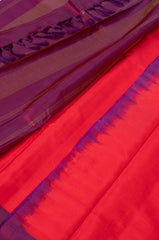 Bright Red Kanjivaram Saree with Wine Pallu - MIRASILKS Bright Red Kanjivaram Saree with Wine Pallu