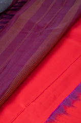 Bright Red Kanjivaram Saree with Wine Pallu - MIRASILKS Bright Red Kanjivaram Saree with Wine Pallu