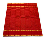 Maroon Checked Kanjivaram Saree with Peacock Pallu