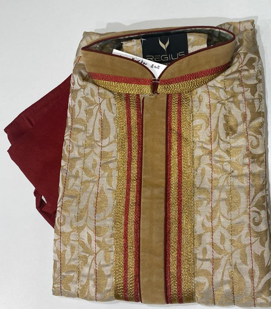 DESIGNER MENS KURTA SET, SIZE 38 - MIRASILKS DESIGNER MENS KURTA SET, SIZE 38