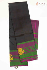 Jet Black soft silk sari - MIRASILKS Jet Black soft silk sari