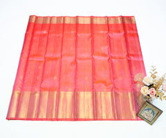 Peach Vairaoosi Kanjivaram Saree with ornate gold border