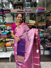 Lotus pink Kanjivaram Saree with Purple Border