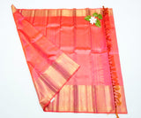 Wedding Sari - Peach Vairaoosi Kanjivaram Saree with ornate gold border