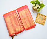 Wedding Sari - Peach Vairaoosi Kanjivaram Saree with ornate gold border