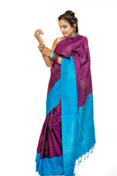 Plum Purple Kanjivaram Saree with Embroided Blouse