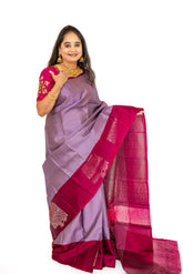 Lavender Soft Silk Saree with Rouge Pallu