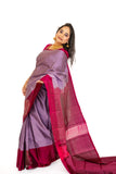 Lavender Soft Silk Saree with Rouge Pallu