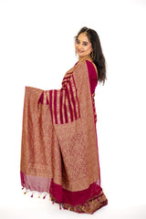 Wine Banarasi Georgette Saree