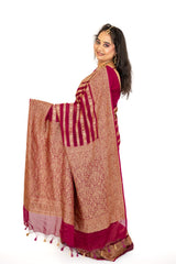 Wine Banarasi Georgette Saree