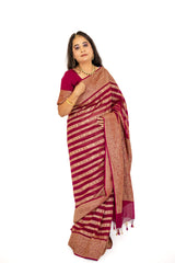 Wine Banarasi Georgette Saree