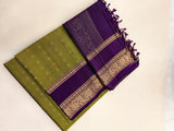 Moss Green Retta Pettu Soft Silk Saree with Purple Pallu