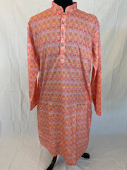 Peach Triangle Cotton Men's Kurta - MIRASILKS Peach Triangle Cotton Men's Kurta