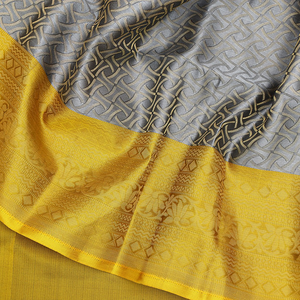 Gray Patterned Soft Silk Saree |SILK MARK CERTIFIED - MIRASILKS Gray Patterned Soft Silk Saree |SILK MARK CERTIFIED