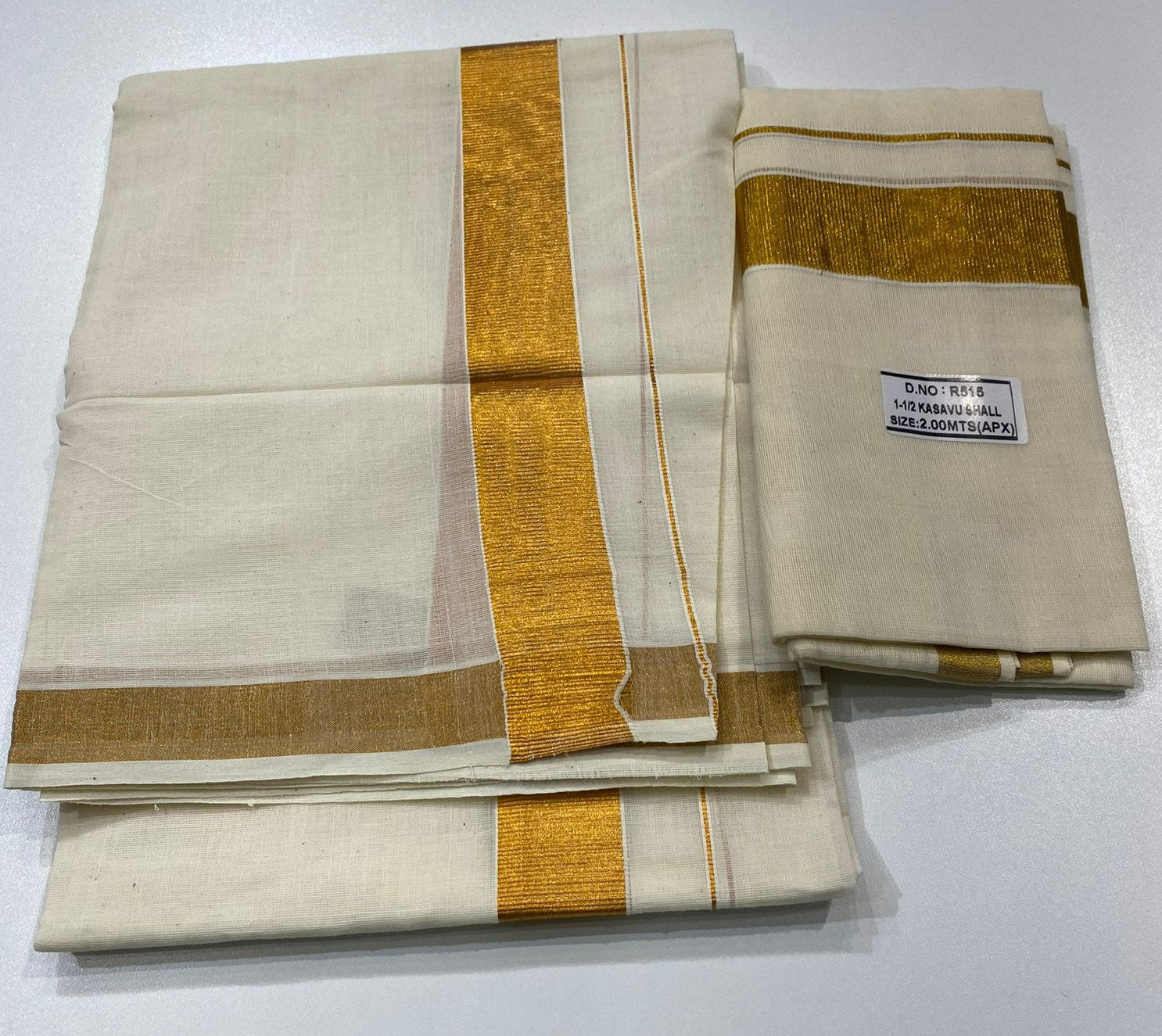 Men's off white Dhothi /w Angavastram - MIRASILKS Men's off white Dhothi /w Angavastram