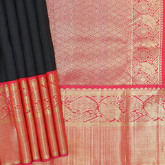 Jet Black  Kanjivaram Silk Saree - MIRASILKS Jet Black  Kanjivaram Silk Saree