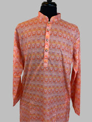 Peach Triangle Cotton Men's Kurta - MIRASILKS Peach Triangle Cotton Men's Kurta