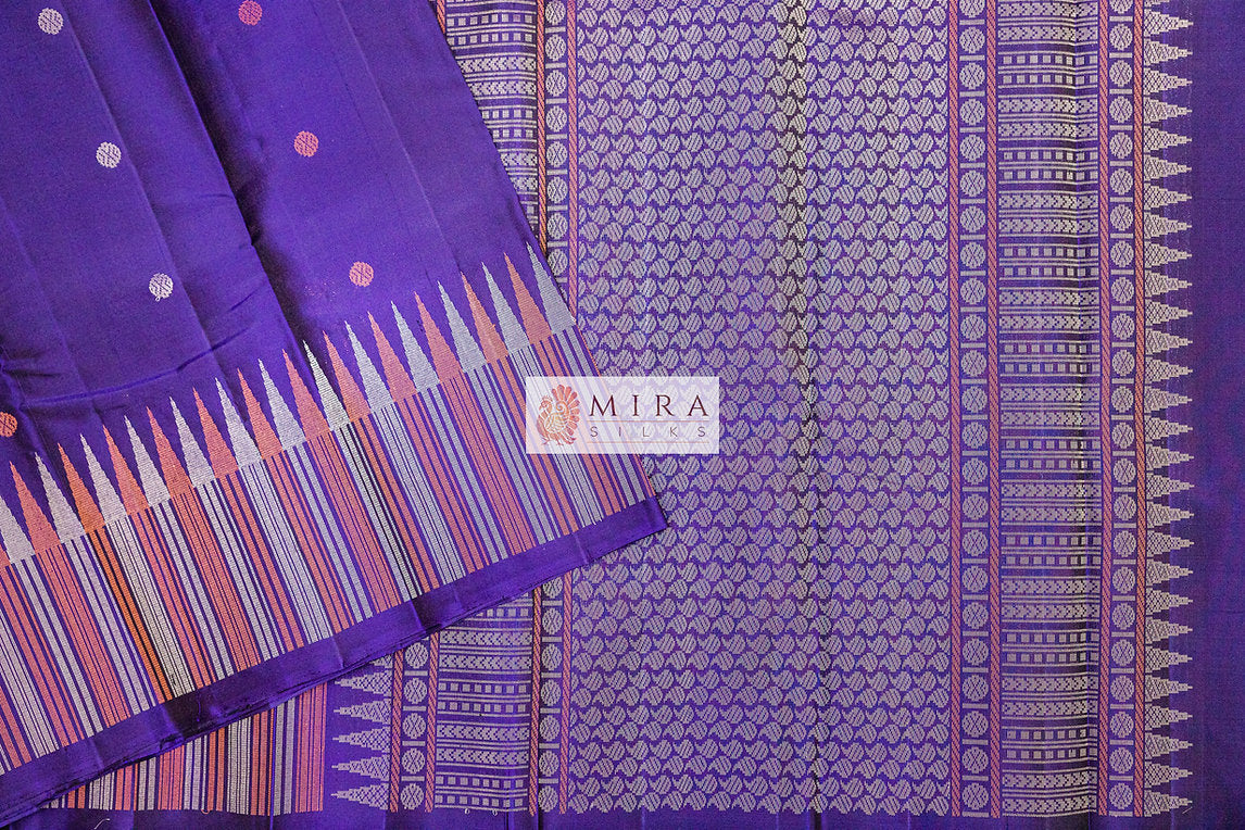 Midnight Blue Kanjivaram Silk Saree - MIRASILKS Midnight Blue Kanjivaram Silk Saree