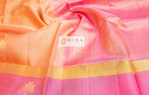 Peach Soft silk Saree with pink pallu - MIRASILKS Peach Soft silk Saree with pink pallu