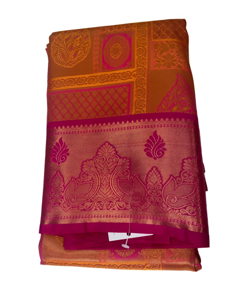 Mustard Yellow and pink semi silk saree - MIRASILKS Mustard Yellow and pink semi silk saree