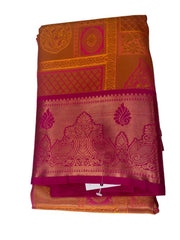 Mustard Yellow and pink semi silk saree - MIRASILKS Mustard Yellow and pink semi silk saree