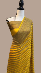 Bright Yellow Banarasi Georgette Saree - MIRASILKS Bright Yellow Banarasi Georgette Saree