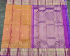 Bronze Kanjivaram Saree with Deep Lilac Border