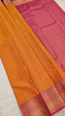 Brownish Orange Kanjivaram Saree With Dark Terracota Pallu