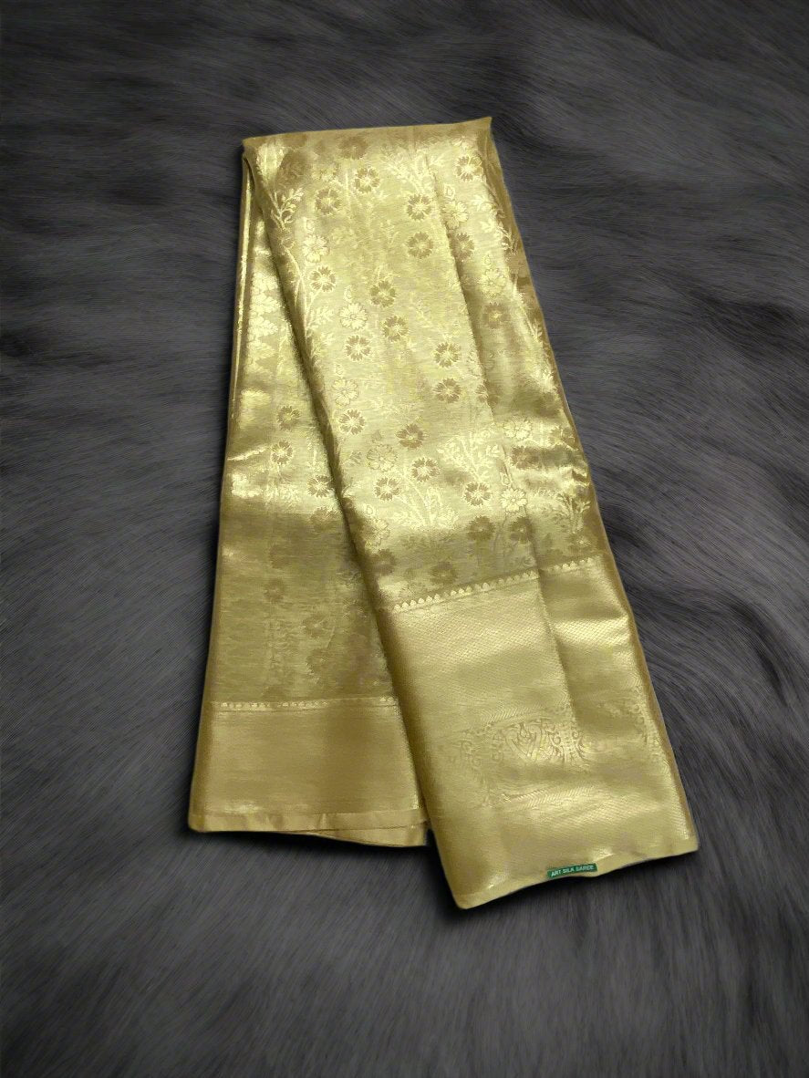 Champagne Gold Viscose Silk Saree - MIRASILKS Champagne Gold Viscose Silk Saree