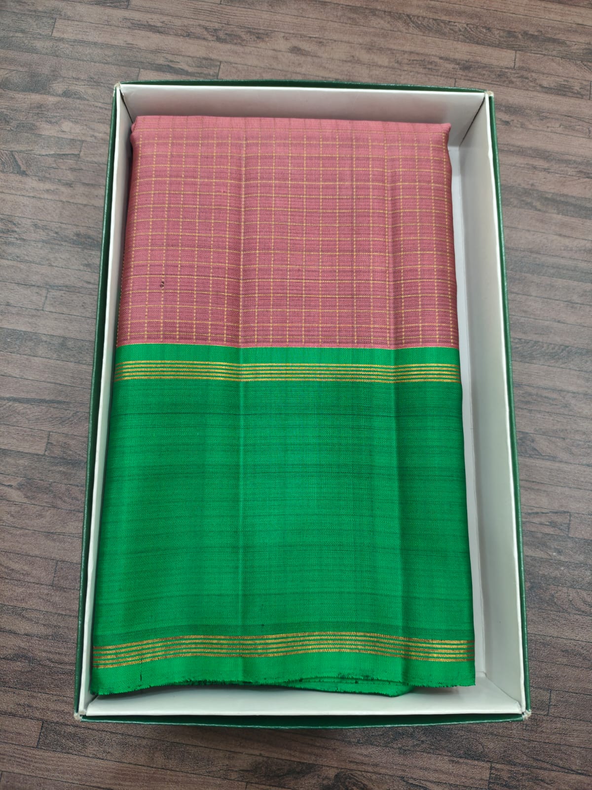 Copper Rose Kanjivaram Saree with Green Border