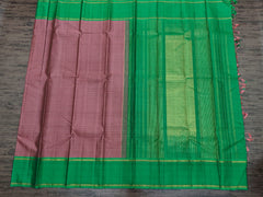 Copper Rose Kattam Kanjivaram Saree with Green Border