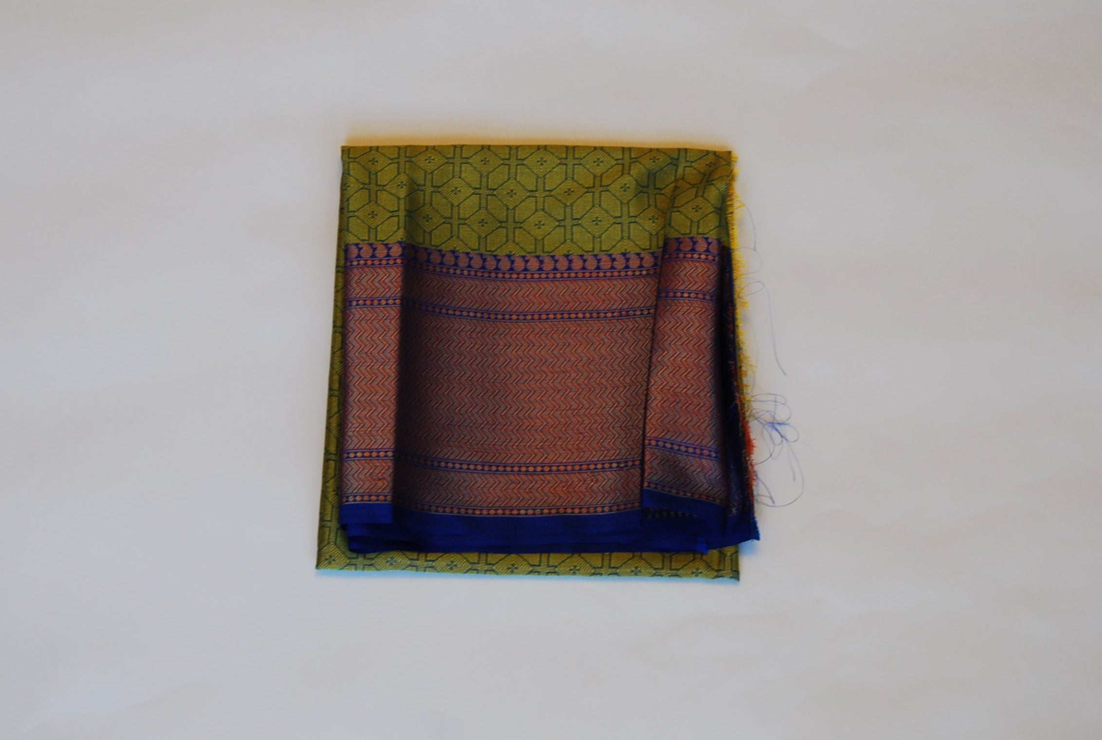 Citric Green Banarasi Semi Silk Saree With Blue Border - MIRASILKS Citric Green Banarasi Semi Silk Saree With Blue Border