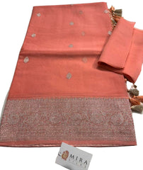 Dark Coral Banaras Khaddi Saree