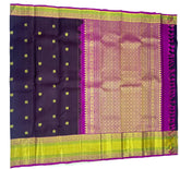 Dark Purple Kanjivaram Saree with Magenta Border