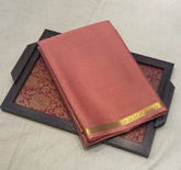 Dark Salmon Mysore Crepe Silk Saree