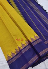 Dark Yellow Kanjivaram Saree With Purple Haze Pall