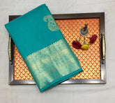 Deep Sea Green Kanchi with Gold Zari Pallu - MIRASILKS Deep Sea Green Kanchi with Gold Zari Pallu