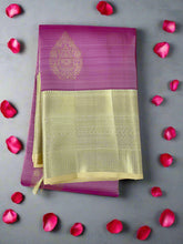 Dusky Purple Kanjivaram Saree With Gold Zari Pallu