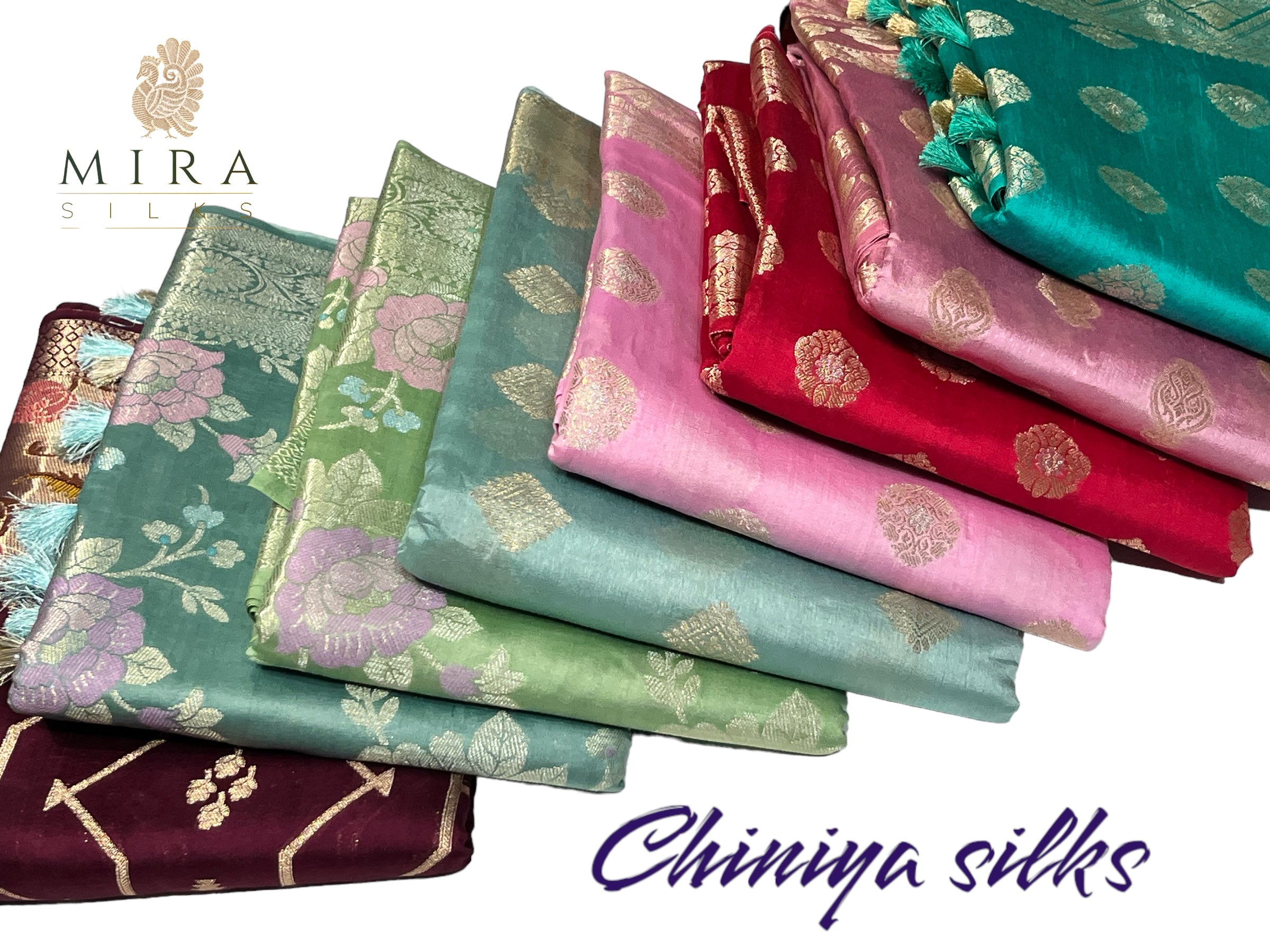 Ivory floral Chiniya banaras silk saree - MIRASILKS Ivory floral Chiniya banaras silk saree