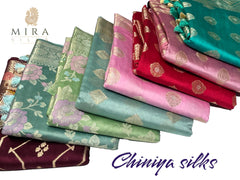 Ivory floral Chiniya banaras silk saree - MIRASILKS Ivory floral Chiniya banaras silk saree