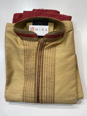 Golden Beige Mens Kurta - MIRASILKS Golden Beige Mens Kurta