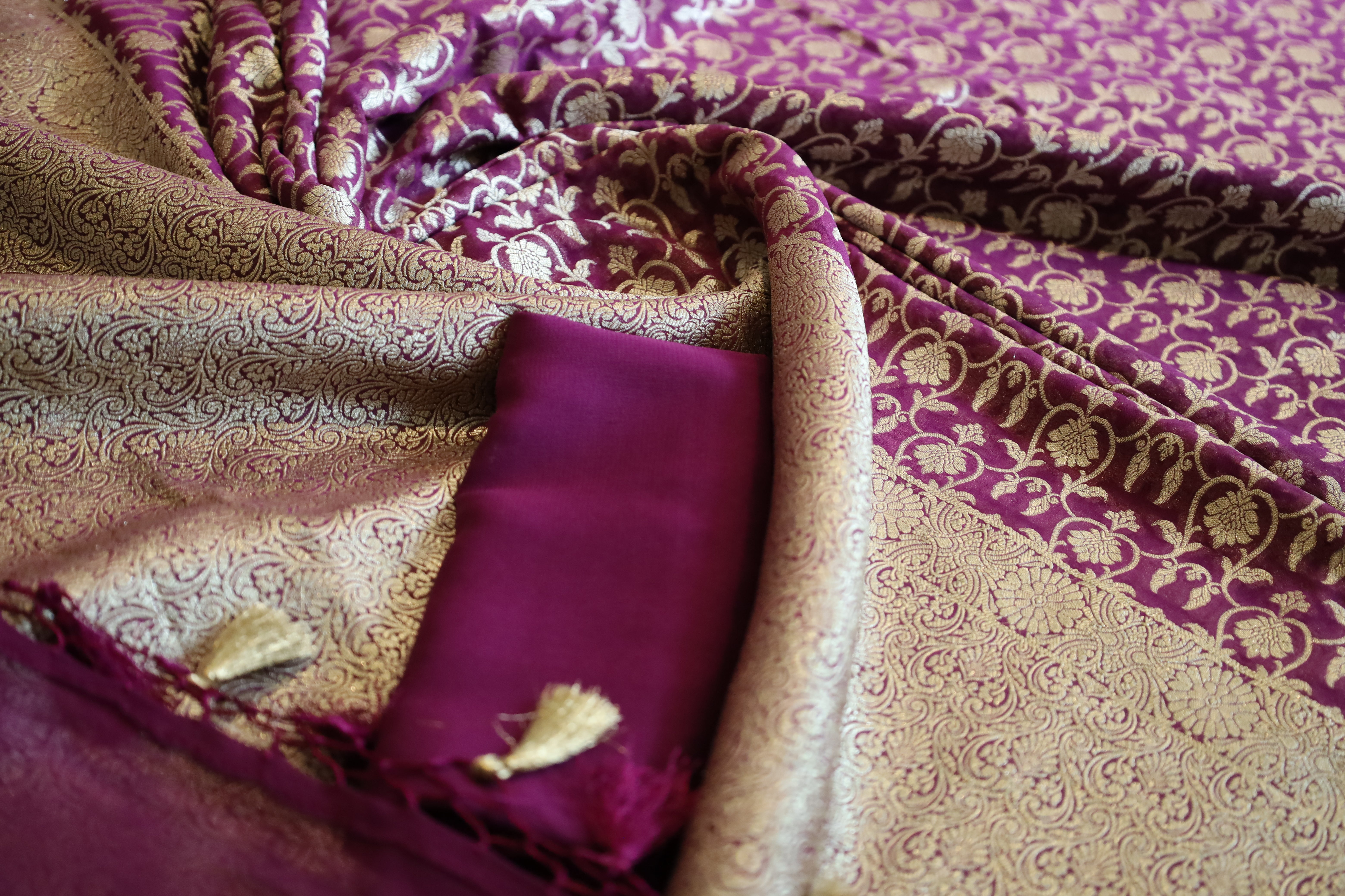 Deep Wine Georgette Design Banarasi saree - MIRASILKS Deep Wine Georgette Design Banarasi saree