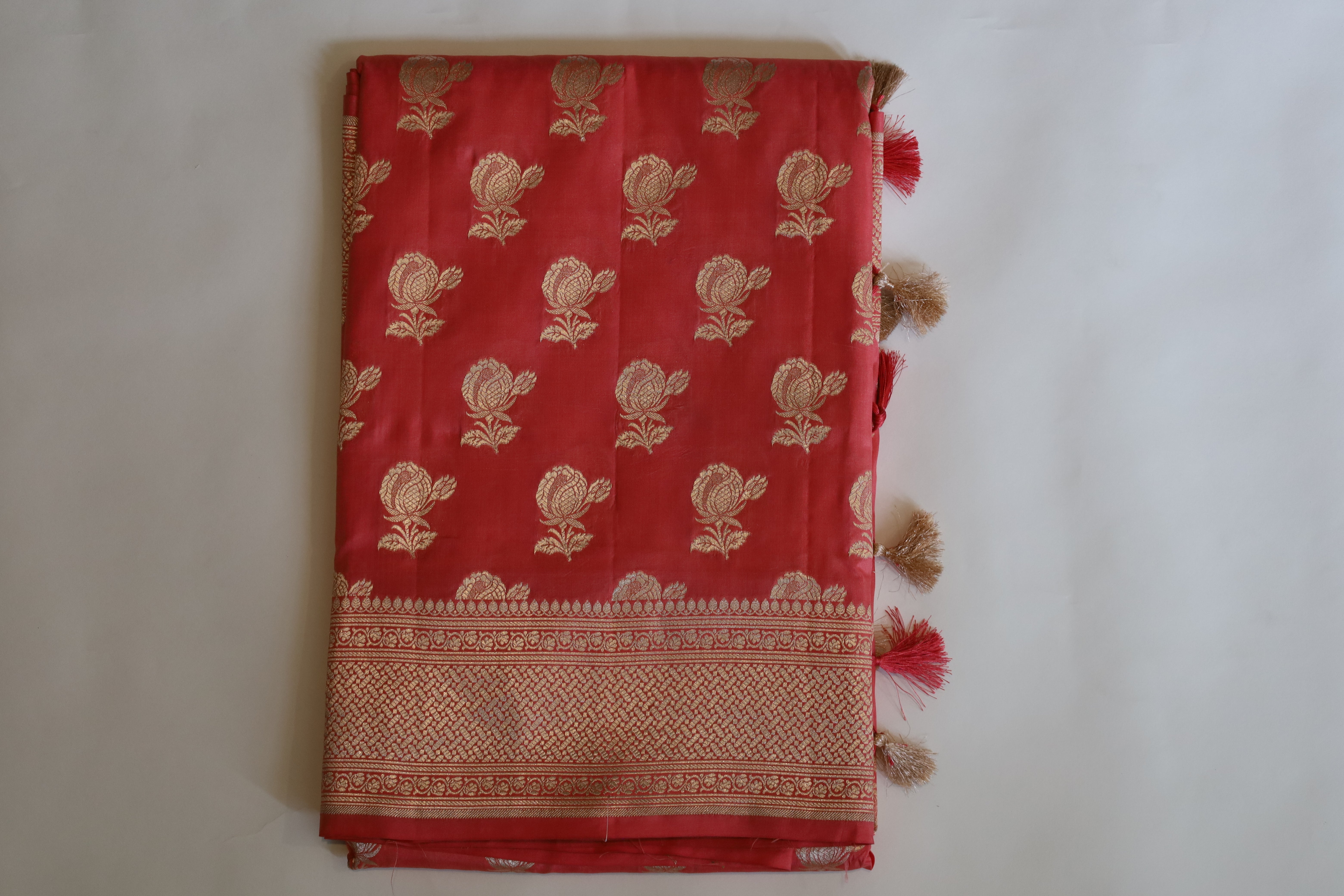 Peach Banaras Katan Jaal Saree - MIRASILKS Peach Banaras Katan Jaal Saree