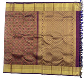 Raspberry With Wine Kanjivaram Saree with Geometrical Pattern