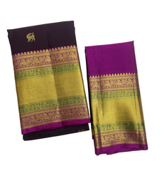 Dark Purple Kanjivaram Saree with Magenta Border