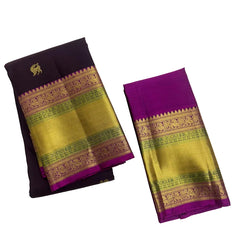 Dark Purple Kanjivaram Saree with Magenta Border