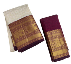 Off White Kanjivaram Saree with Maroon Border