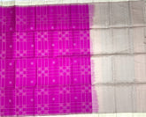 Rani pink geometric Soft Silk Saree with white Pallu