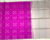 Rani pink geometric Soft Silk Saree with white Pallu