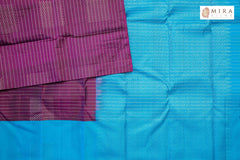 Plum Purple Kanjivaram Saree with Embroided Blouse - MIRASILKS Plum Purple Kanjivaram Saree with Embroided Blouse